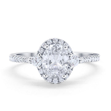 Art Deco Oval Wedding Engagement Ring Simulated Cubic Zirconia 925 Sterling Silver